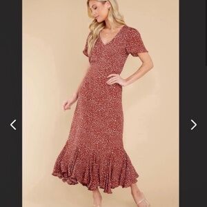 LAROQUE BAREETT DRESS IN BROWN SEA PEBBLE FEMININE FLOWY SILK/VISCOSE BLEND